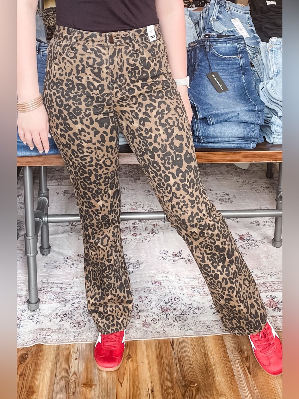 Judy Blue Denim Leopard Print High Waist Bootcut Jeans JB881183